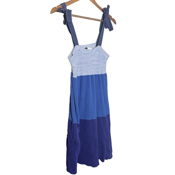 y2K SONIA by Sonia Rykiel Cotton Knit Blue Colorblock Babydoll Sweater Dress - Picture 1 of 6